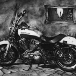 Harley Davidson, 2013, tužka na papíře, 30x42 cm, soukromá sbírka