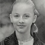 Portrét neznámé dívky, 2016, kresba tužkou a tuší na papíře, cca 34,0×23,0 cm