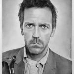 Hugh Laurie jako Dr.House, kresba, tužka, portrét