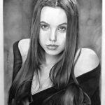 Angelina Jolie, 16 let, 16 yers old, kresba, pencil and ink