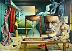 Sen, surrealismus, Freud, olej