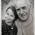 kresba, portrét, dívka, muž, tužka,