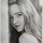 portrét, tužka, tuš