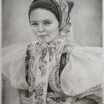 portrét, dívka, kroj, hody